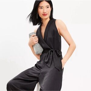 Loft Satin Halter Wrap JumpsuitSatin Halter Wrap Jumpsuit, Size 8 NWT